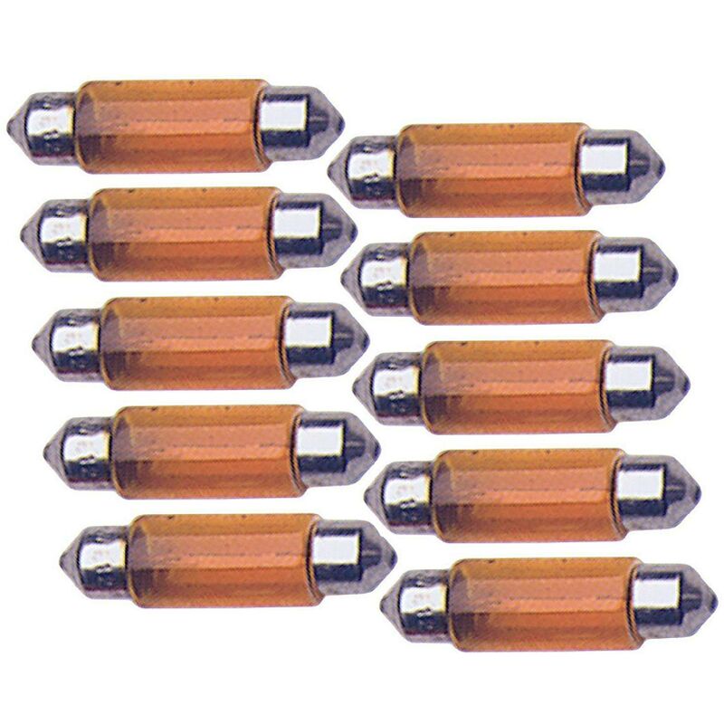 10 Ampoules Navettes - 12V - 5W - T11 - 35mm - Orange - C5W - Orange