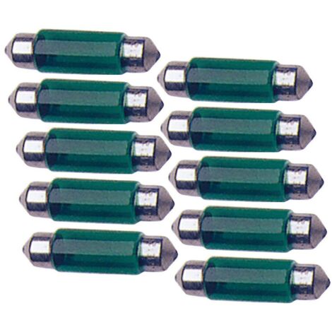 10 Ampoules Navettes - 12V - 5W - T11 - 35mm - Vert - C5W