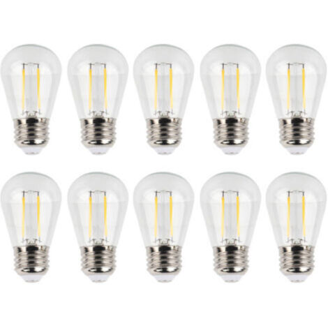 10 ampoules rétro S14 E27 180 lumens, ampoules LED à filament en verre transparent, 2 watts, 110 volts, lumière chaude
