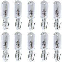 10 Ampoules T5 - 12V 1.2W 2800K - Wedgebase - W2x4.6D - Blanc - ADNAuto