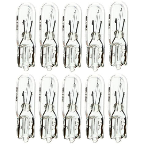 10 Ampoules T5 - 12V 1.2W W2x4.6d - Wedge Base - clignotant et tableau de bord