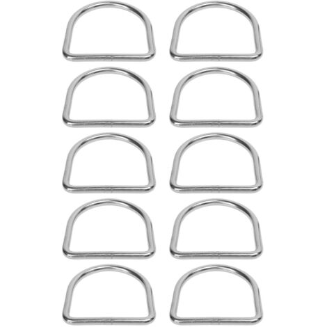 10 Anneaux en D en Acier Inoxydable 316 pour Équipement Nautique, Surf, Kayak et Bateau - 6mm