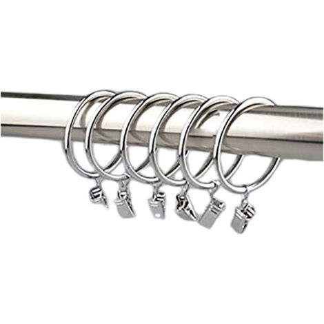 10 Anneaux pour Rideaux avec Pince ø 35mm - Nickel satine