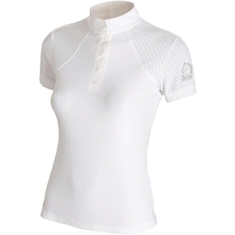 10 anni, bianco: Maglia da concorso per bambina in tessuto tecnico piquet con inserti microforati