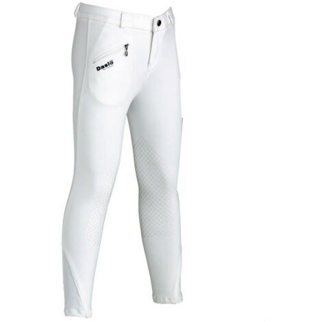 10 anni, Blanc 01: Pantalon d'équitation idéal pour fille, 300g, 4 saisons, avec poignée aux genoux