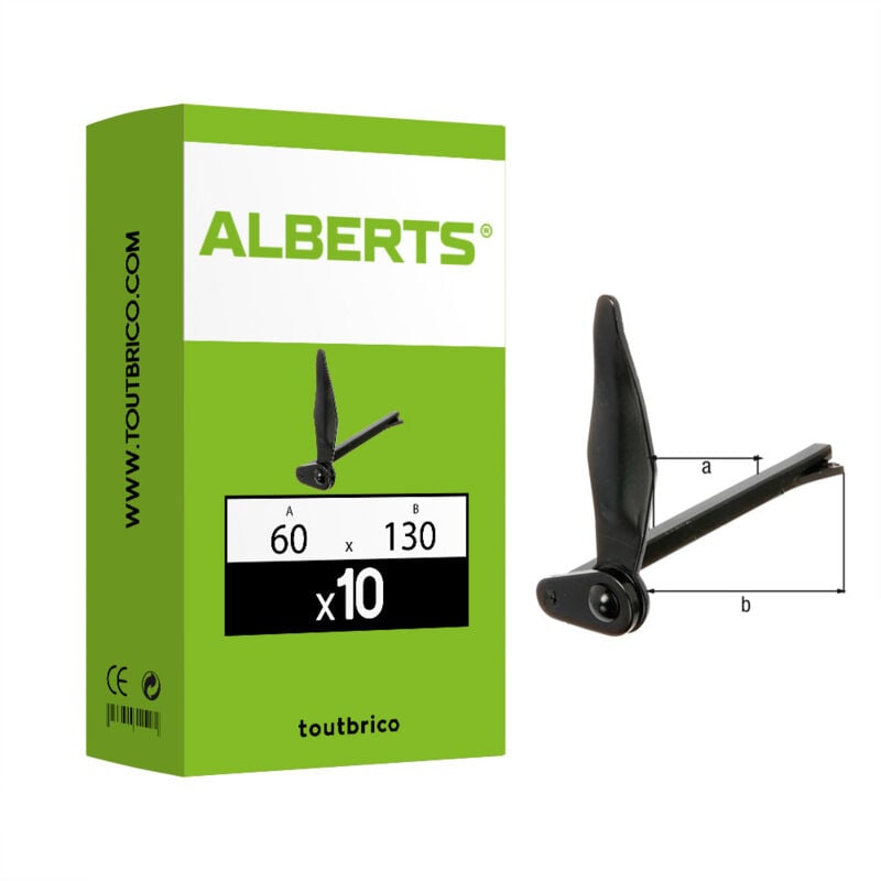 Alberts - 10 arrêt de volet Marseillais à sceller 60x130mm noir