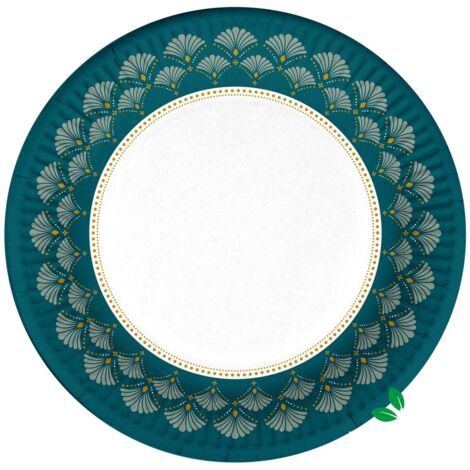 10 assiettes en carton 23 cm Art deco floral