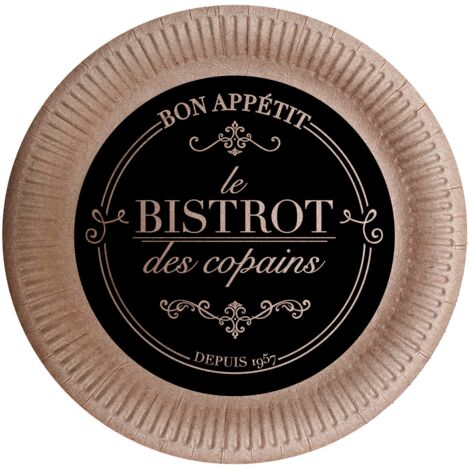 10 assiettes en kraft 18 cm Bistrot parisien