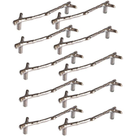 10 astförmige Möbelgriffe, 128 mm, Schrankgriffe aus Zinklegierung mit Bronzeschrauben