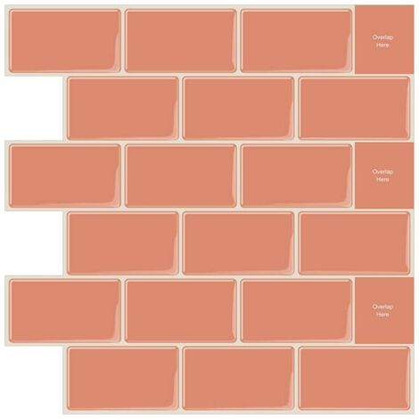 10 autocollants adhésifs 3D orange pour carrelage mural cuisine salle de bain (30,5 x 30,5 cm)