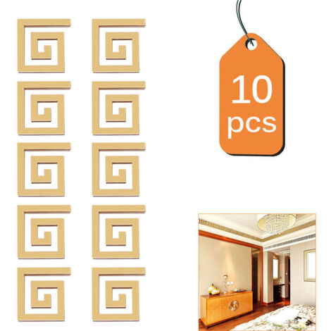 10 Autocollants Miroir pour Mur Décoratifs, Bordure 4.5CM Résistante à la Chaleur, Stickers Adhésifs Légers pour Décoration Intérieure