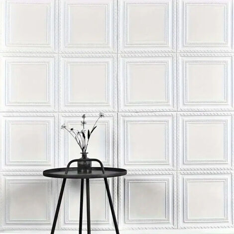 10 Autocollants Muraux 3D 70x70cm Papier Peint Mural Auto-Adhésif Imperméable et Doux, Idéal pour Chambre Salon Plafond Déco Élégante Durable