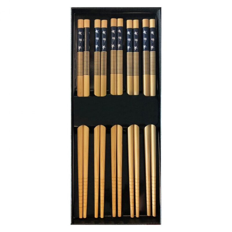 Image of 10 bacchette in bambù - blu/bianco