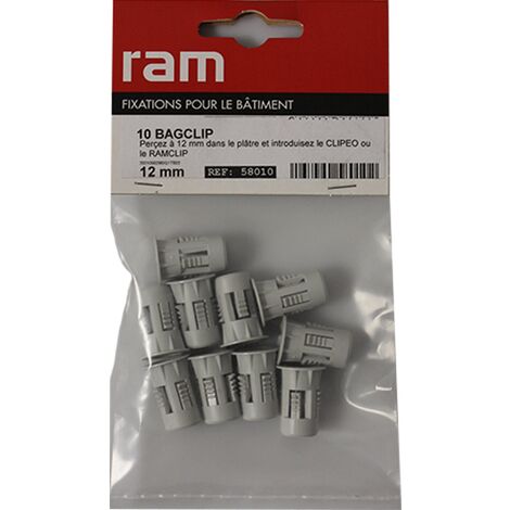 10 BAGCLIP adaptateurs pose CLIPEO et RAMCLIP dans plaques de plâtre - RAM