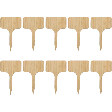 10 Bambus-Gartenetiketten, leicht beschreibbare, dekorative Pflanzenstecker, 3 mm dick, T-förmig