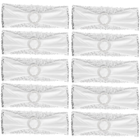 10 Bandes Élastiques Décoratives pour Chaises, Lavables, pour Mariage et Réception