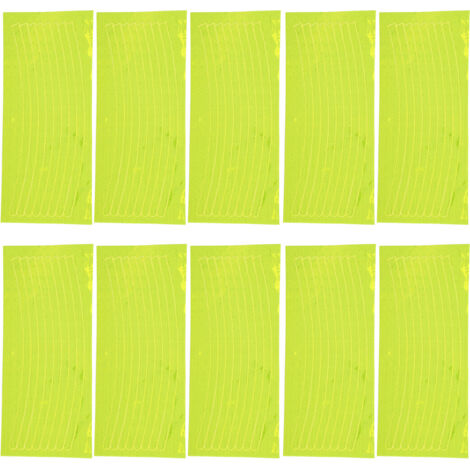 10 bandes réfléchissantes adhésives pour jantes de vélo, décorations de sécurité visibles la nuit, imperméables, jaunes