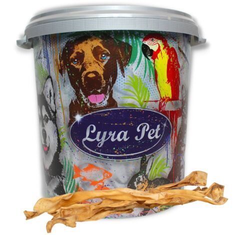 10 bâtonnets de cuir chevelu de bœuf Lyra Pet® XXL d'environ 70 cm dans un bac de 30 L