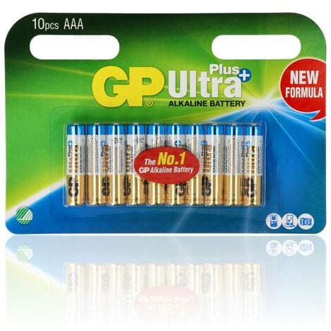 GP Batteries 151168 - 10 Batterie Gp Ultra Plus Alkalina, 1.5V, 24Aup/Lr03, Ministilo AAA, Blister