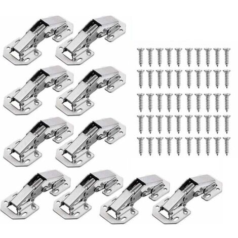 10 bisagras para puertas de gabinete con tornillos, bisagras para muebles de 3 pulgadas y 90° para puertas de gabinetes de cocina