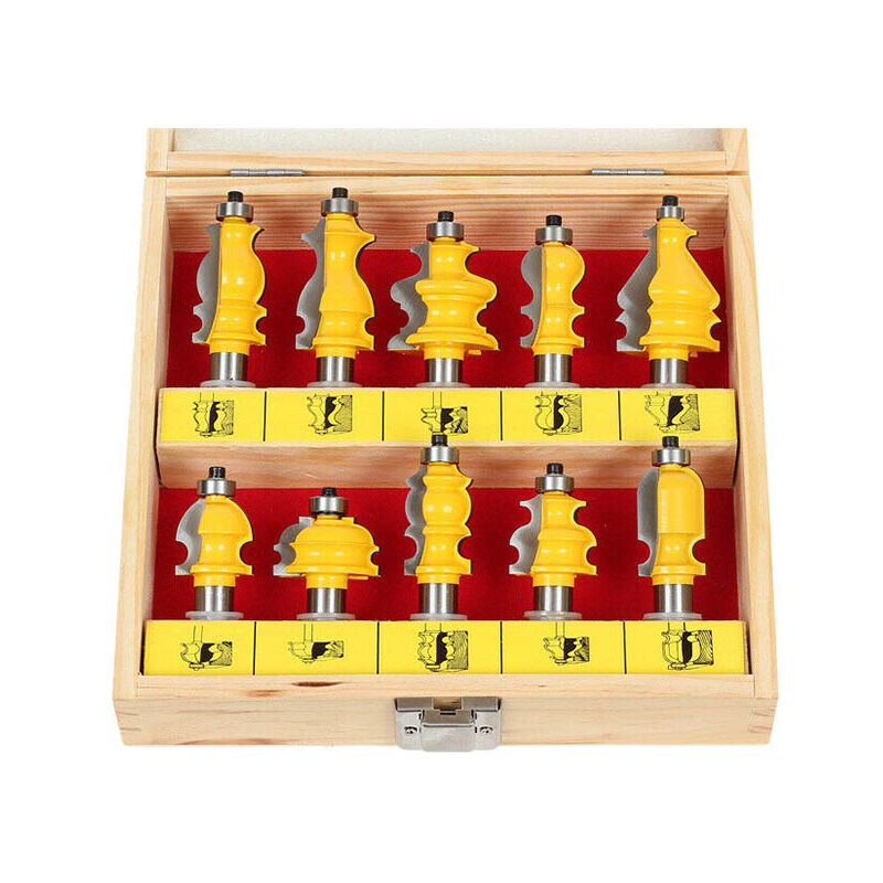 Image of Tlily - 10-Bit-Fräser-Set für architektonische Formen – 1/2-Zoll-Schaft – 16101