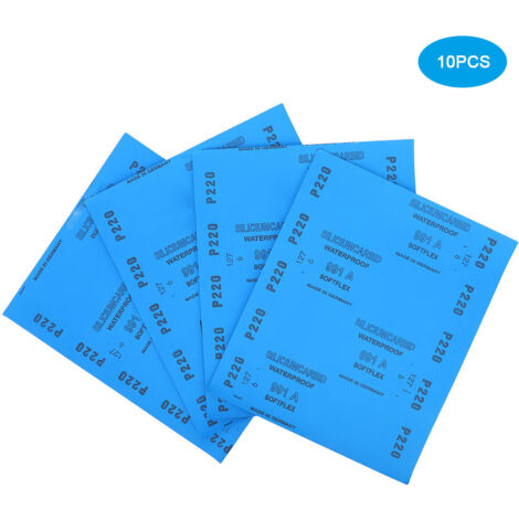 10 Blatt Nass-/Trockenschleifpapier der Körnung 220 zum Polieren von Möbeln und Metallen