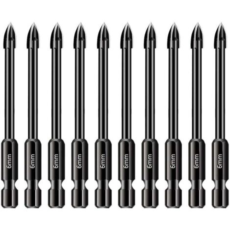 10 Bohrer für Glas und Fliesen – 1/4"-Sechskantschaft – Für Spiegel, Keramik, Beton, Ziegel – Vielseitig einsetzbar