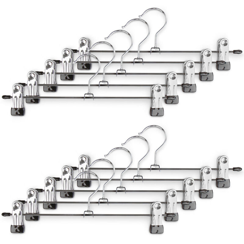Lot de 10 métal avec une forte 2-adjustable pantalon jupe cintres clips