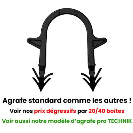 10 boîtes de 300 agrafes standard black - Hauteur 40 mm - Fixation Tube Ø 16 / 20 mm - Arcanaute