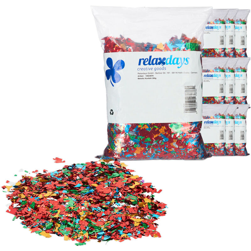 

10 Bolsas de Confeti XXL Metálico Brillante, 2,8 kg, Aluminio, Multicolor