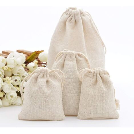 10 bolsas de lino y cáñamo con cordón, bolsas de arpillera para joyería, regalos de boda, cumpleaños, fiestas, recuerdos de boda, regalos, arte y manualidades (8 x 10 cm)