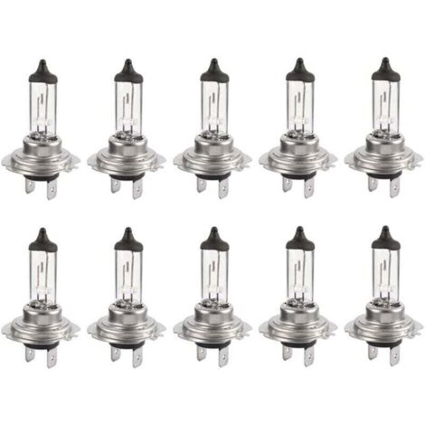 10 bombillas halógenas LED H7 de 12 V y 55 W, duraderas, de luz blanca cálida, para luces altas y bajas de coche.