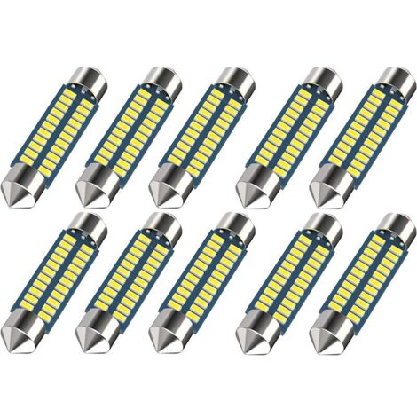 10 bombillas LED 578 para coche, 211-2 LED, 41 mm, 42 mm, 1,65 pulgadas, 212-2 LED, para luz de techo de mapa de coche, 22SMD, 3014 chips, 6000 K, bombillas LED interiores superbrillantes blancas