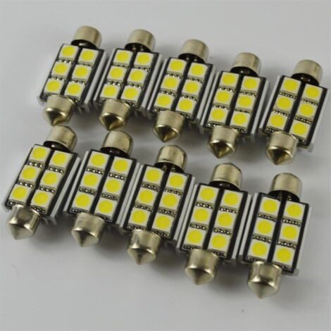 10 bombillas LED C5W de 36 mm, 5050 SMD, 6 luces LED, luces de cortesía para puerta de coche, luz de trabajo, 12 V