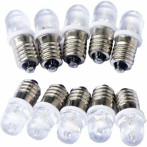 10 bombillas LED E10 de 12 V, color blanco cálido