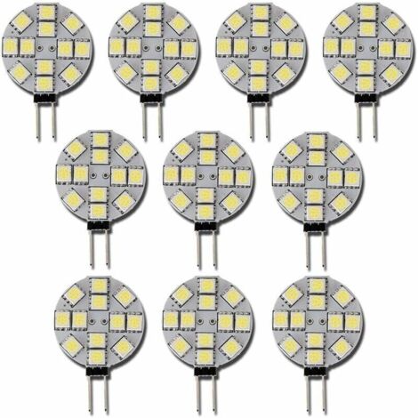 10 bombillas LED G4 de 12 V CC, no regulables, blancas, 6000 K, 20 W, halógenas de repuesto para cocina, autocaravana, caravana y barco.