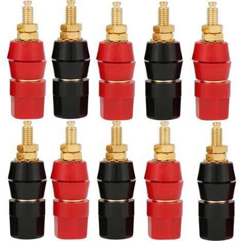 10 bornes de connexion pour haut-parleurs, prises banane, pour adaptateur de prise banane, châssis de connexion audio Hi-Fi (noir et rouge)