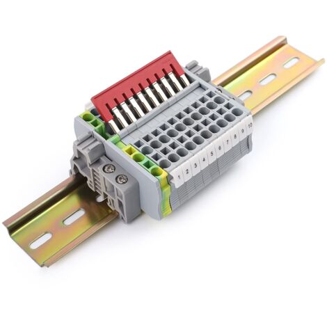 10 Bornier ST2.5-TWIN, 2 Rails DIN 20cm, PC Ignifuge, 800V 20A, Automatisation Industrielle
