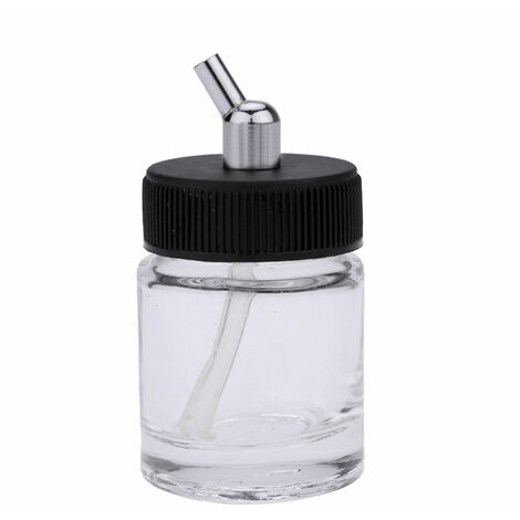 10 botellas de vidrio para aerógrafo (frascos) con tapa de adaptador de ángulo de 30 ° para usar en aerógrafos de doble acción, modelo: transparente