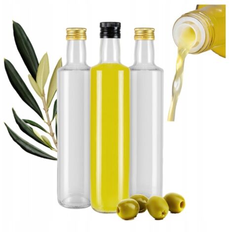 10 BOTTIGLIE IN VETRO DORICA 500ml TRASPARENTI CON DISPENSER per olio d'oliva e aceto 0,5l