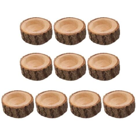 10 bougeoirs en bois d'écorce pour pots de fleurs, supports à bougies.