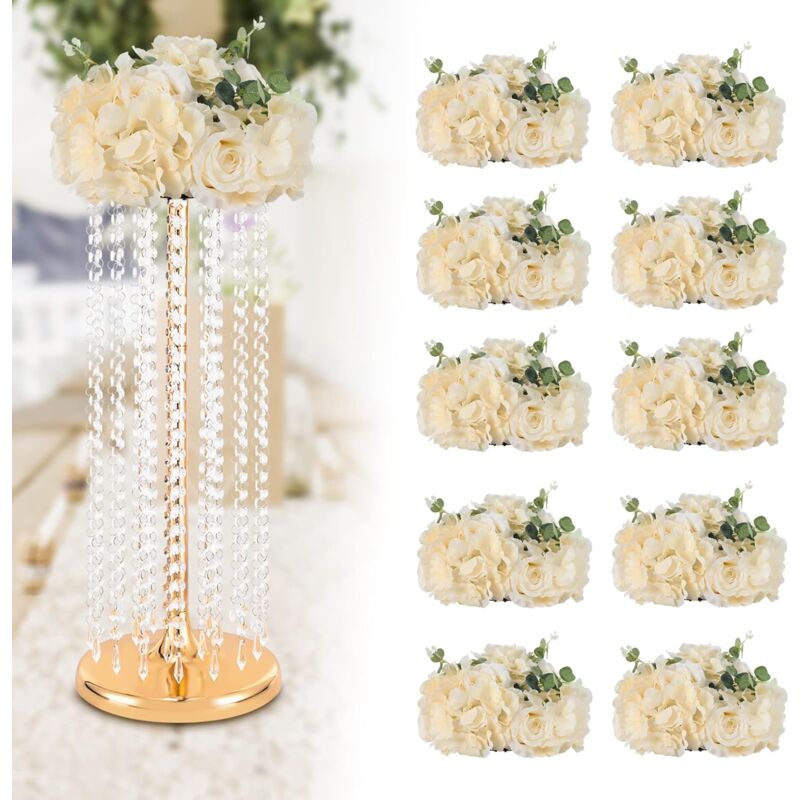 Senderpick - 10 boules de fleurs pour les centres de table de mariage Bouquet de fausses boules de fleurs en Champagne Fausses fleurs Roses Bouquet