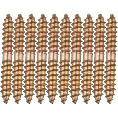 10 boulons de fixation pour meuble Cheville - M6 x 50 MM à tête double extrémité - Bois à bois