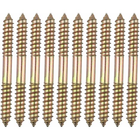 10 boulons de fixation pour meuble Cheville - M8 x 80 MM à tête double extrémité - Bois à bois