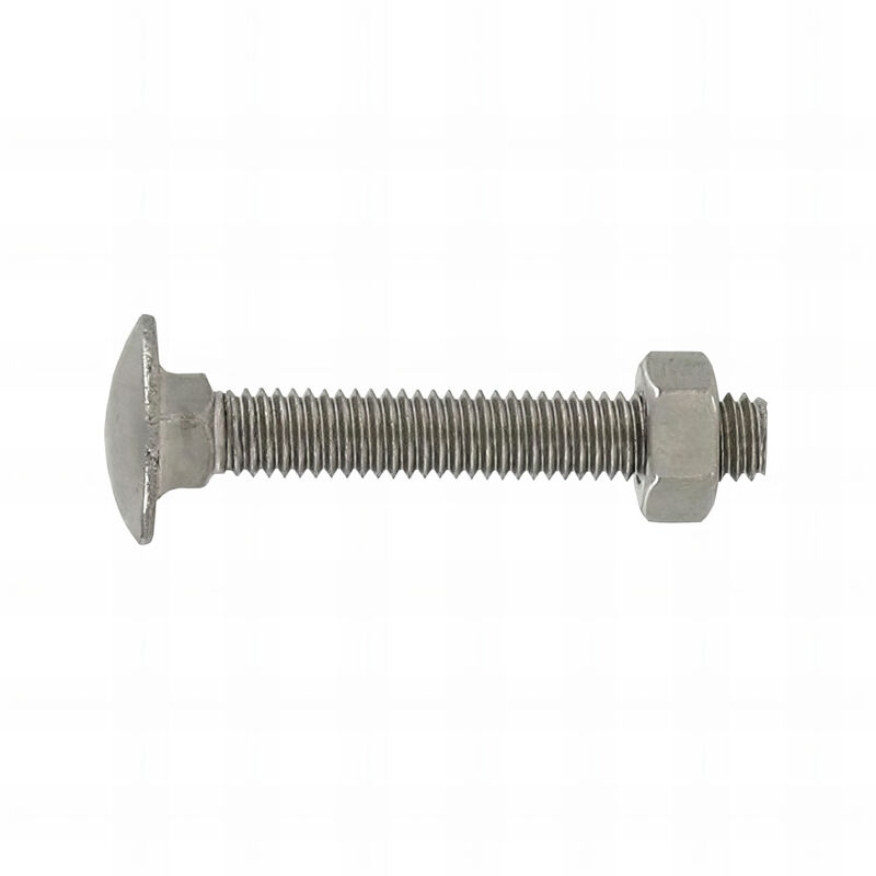 10 Boulons tête ronde collet carré DIN603/555 Inox A2 - diamètre 8 mm - Longueur 80 mm