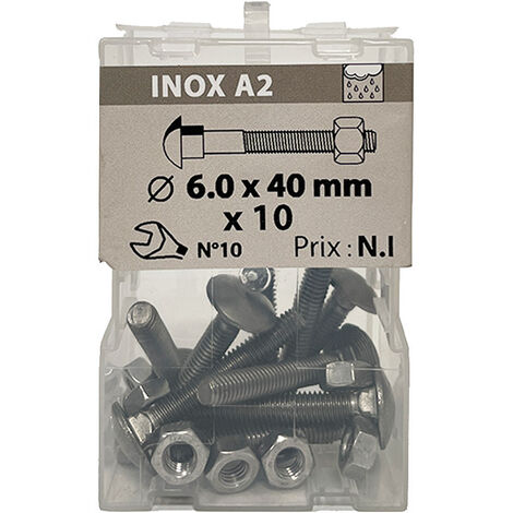 10 boulons TRCC 6 x 40mm inox A2 - Viswood