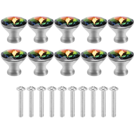 10 boutons cristal colorés 30mm verre tiroir armoire poignée maison