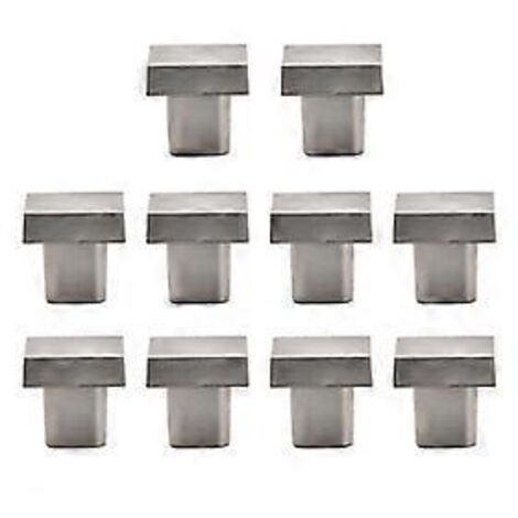 10 Boutons de meuble - Boutons de porte - Bouton de tiroir - Argenté - Carré - 25 x 25 x 25 mm - Quincaillerie de cuisine - Poignées - Boutons de tiroir pour portes