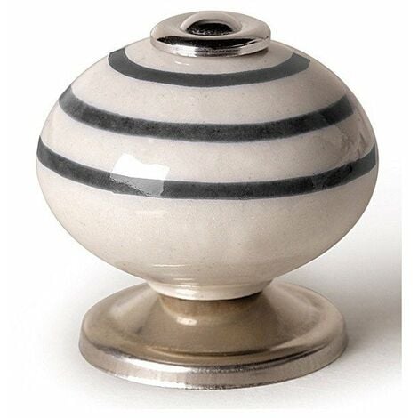 10 boutons porcelaube-acier d39 blanc et rayures noires ref 7-e501 03