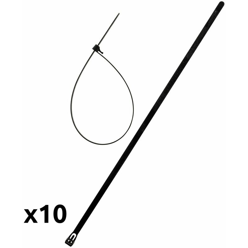 

10 bridas reutilizables para cables 7,6x250mm - Zenitech
